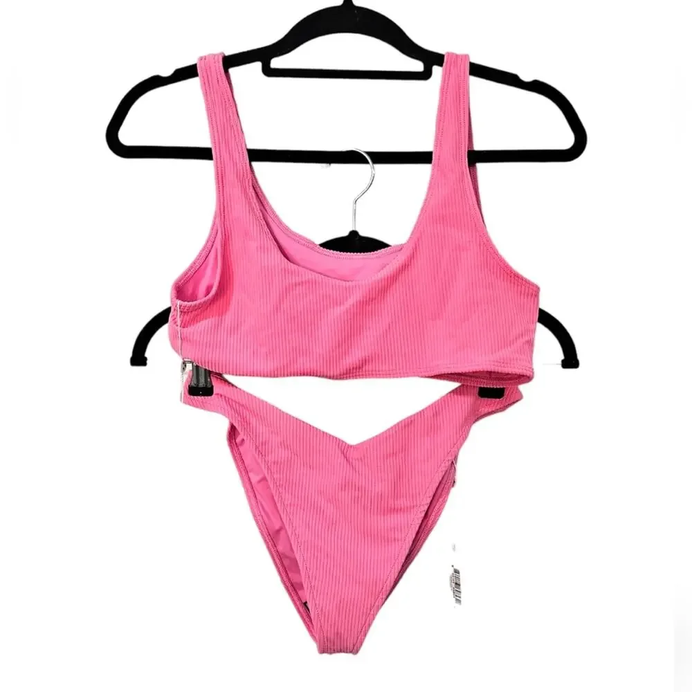 NWT Frankie's Bikinis Enzo/Connor Ribbed Bikini Set Size M